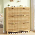 YOMILUVE 47.3" Shoe Cabinet Storage for Entryway, Fluted Shoe Cabinet with 6 Flip Drawers, Slim Shoe Rack Freestanding Wooden Shoe Organizer with Legs for Hallway, Oak