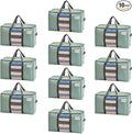 VENO 10 Pack Moving Bags with Clear Window, Heavy Duty Storage Bins with Lid, Around Handles, Tag, Zippers, Extra Large Totes Packing Moving Boxes Supplies for College Dorm Clothes (Light Green)