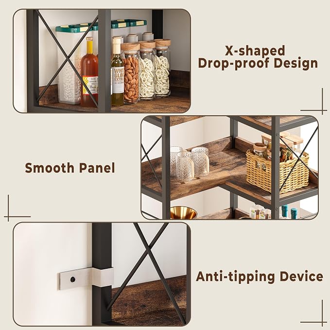 IRONCK 78 in Bookcase with Doors, Industrial Corner Bookshelf with Storage | Tall Bookcases with Baffles. L Shaped Bookshelves with 90° Corner Design. 6-Tier Corner Display Shelf for Home Office.