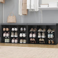 Hzuaneri Shoe Storage Bench with Cushion, Entryway Storage Bench with 18 Cubbies, 9.5" Widened Organizer Cabinet, Long Cubby Rack for Living Room, Bedroom, Entryway, Black SB25704GY