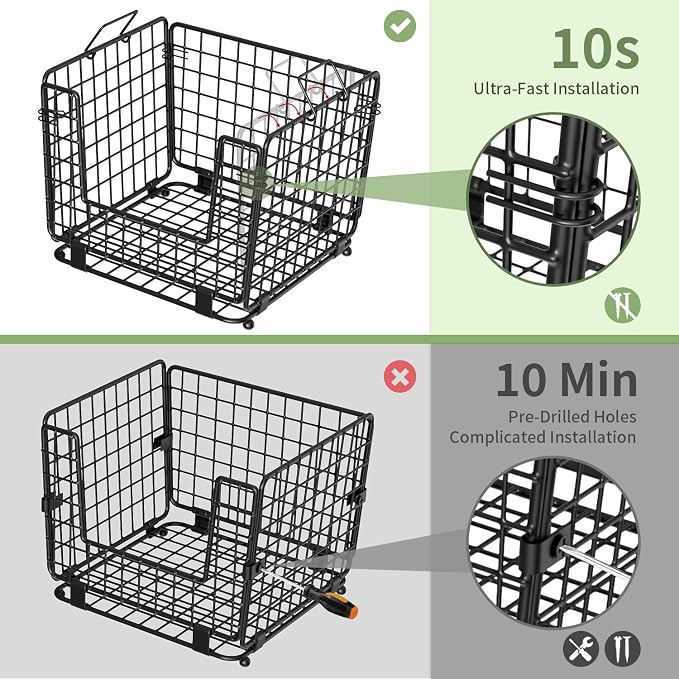 Wire Storage Basket for Kitchen Pantry: GGIU Stackable Kitchen Counter Organizers - Wire Organizing Bin for Produce Fruit Vegetable Potato and Onion Black
