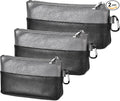 Leather Tool Bag Zipper Pouch, Premium Tool Pouch with Zipper, Utility Multipurpose Storage Organizer Tool Pouches with Carabiner Metal Zipper for Tools, Stationary, Pencil Pouch