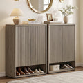 SICOTAS Shoe Cabinet 44 inch Tall Fluted Shoe Cabinet with Doors & 4 Shelves Wooden Large Hidden Shoe Storage Organizer Modern Free Standing 6-Tier Cabinet for Entryway Living Room Closet