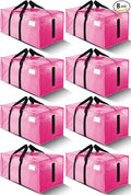 HOMESURE Supports 200lbs Heavy Duty Moving Bags - Strong Zipper & Wrap-Around Handles - Water-Resistant Storage Totes, Durable Alternative to Moving Boxes - 8 Pack - Pink