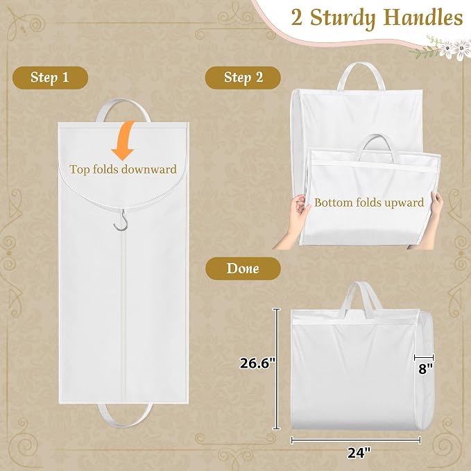 KEETDY Wedding Dress Garment Bag for Travel with 4" Gusseted Long Hanging Dress Bags for Gowns for Women Garment Cover Clothes Storage for Closet (white, 72 inch)
