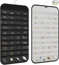 Hanging Jewelry Organizer, 80-Pocket Double-Sided, 2-Pack, Black and White | Foldable clear PVC 80-pocket storage; swivel hook fits walls, doors & rods to organize earrings, necklaces, bracelets & rings