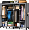 Portable Closet Wardrobe Closet for Hanging Clothes with 3 Hanging Rods for Bedroom, Non-Woven Fabric Clothes Closet for Living Room Easy Assemble (Gray, 4 Columns, 67 inch Width)