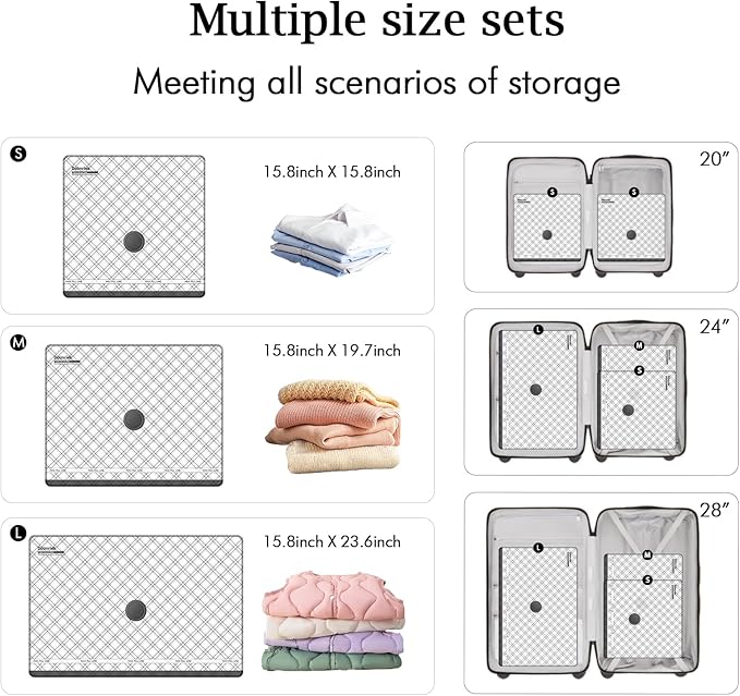 Travel Vacuum Storage Bags with USB Electric Pump, 18 Pack Compression Seal Bags for Luggage and Suitcase, Space Saver for Clothes and Clothing