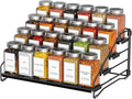 BOIVSHI 4 Tier Spice Rack for Cabinet, Spice Rack Organizer, Depth Adjustable Spice Holder for Countertop, Cupboard, Pantry, Seasoning Shelf, Metal, Black (1 Pack)