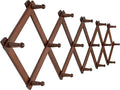 SKOLOO Accordion Wall Hanger with 16 Hooks, Modern Expandable Coat Rack Hat Rack for Wall, Solid Wooden, Walnut Color