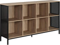 OSP Home Furnishings Ace Contemporary Modern Storage Bookcase with Shelves, 2- Shelves, 8 Cubes, River Oak Finish
