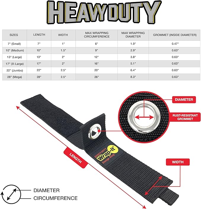 Heavy-Duty Wrap-It Storage Straps - (Assorted 6-Pack) Silver - Garage Organizer and Extension Cord Hanger and Electric Cord Organizers for Garage Gadgets