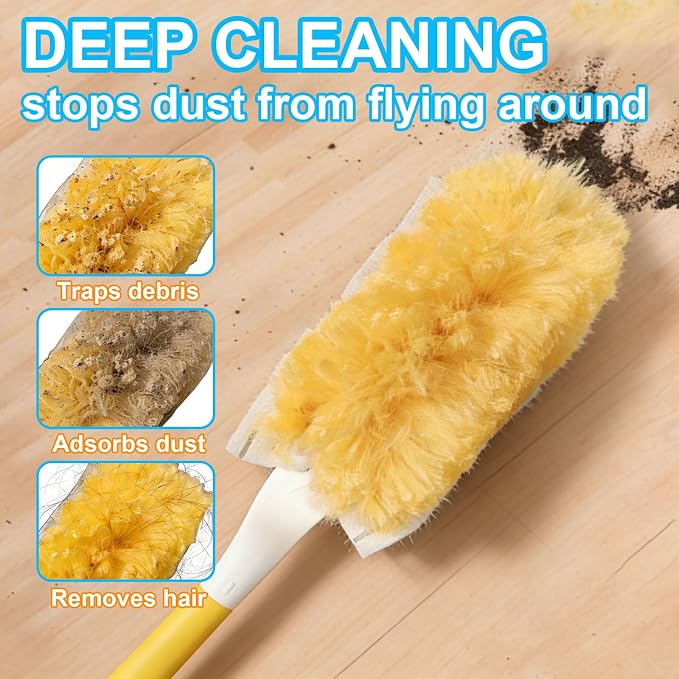 20 Pack Heavy Duty Duster Refills for Swiffer, Multi-Surface 360° Disposable Dusters Kit for Cleaning Dusting Electronics Furniture Blind Ceiling Fan (Handle is Not Included)