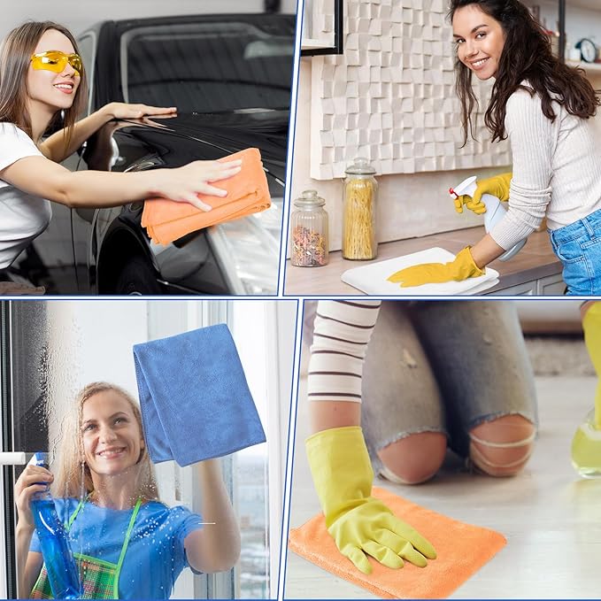 SmoothNovelty 10 Pcs Extra Large Microfiber Cloth 30" x 20" Large Floor Microfiber Towel Reusable Washable Free Lint Free Cloth Rag for Squeegee Mop Floor Window Housekeeping (White,Yellow)