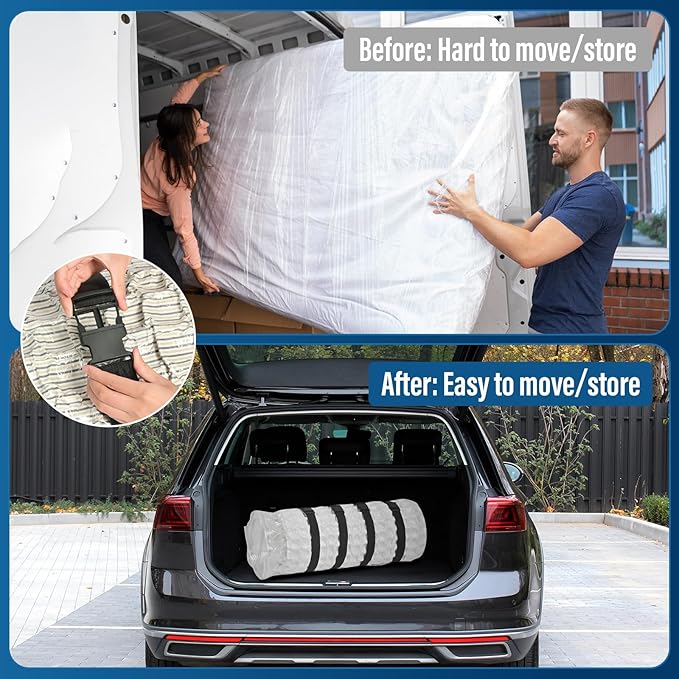 Twin Size Mattress Vacuum Bag -80% Compression for Mattress Storage with Leakproof Double-Zip Seal | Includes Reusable Organizer Bag & Labels for Dorm Heavy Duty Moves
