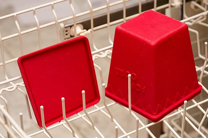 Microwave Popcorn Popper | Replaces Microwave Popcorn Bags | Healthy Air Popped Popcorn - No Oil Needed | BPA Free Premium European Grade Silicone Popcorn Maker by Cestari Kitchen (Red Makes 8 cups)