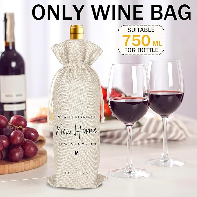 Housewarming Wine Bag - First New Home Gifts, Pairs Well with a New Home, Housewarming Party Decorations House Warming Gift for Women Men Couple Reusable Wine Wrap Bag, Realtor Client Gift (A23)