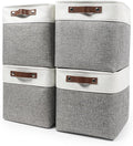 Bagnizer Collapsible Fabric Storage Cubes 11x11 Cube Storage Bins, 4 Pack Closet Baskets Box with Handles for Organizing, Shelf, Toys, Clothes, Home, Office, Nursery (Grey&White)
