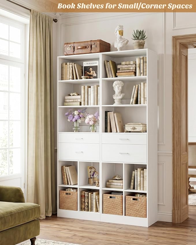 Besiost 18.9" Small Closet System with Drawers, Walk-in Closet Organizer | Small Closet Organizer for Walk in Closet, Bedroom & Nursery, Wardrobe Storage Unit, Enclosed Storage Volume 2.32 ft³, White