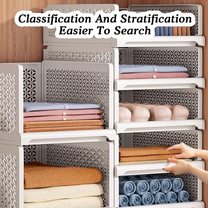 2-layer Pull Out Storage Basket,Stackable Storage Bins,Wardrobe Organizer,5kg Weight Capacity,for Kitchen Pantry Bathroom Cabinets(44x24.5x28cm)