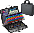 Fireproof Document Box with Lock, Waterproof Hard-Shell File Organizer with 13-Pocket Accordion Folder & Multi-Compartments for Laptop, Documents, Passports & Valuables