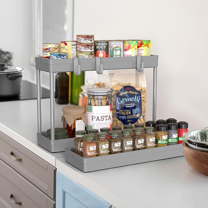 Simple Houseware 3-Tier Slim Rolling Cart w/Handle 5.5" Wx27.5 H, Gray | Storage Cart for Narrow Space (5.5-Inch Wide) Kitchen, Bathroom, Laundry Room