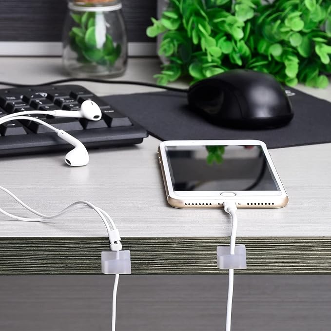 Hicarer 100 Pcs Christmas Light Clips Adhesive Hooks for Outdoor String Cable Wire Clips Adhesive Wire Management Cord Holder for The Wall, Under Desk, Car, Home and Office (Small, Black)