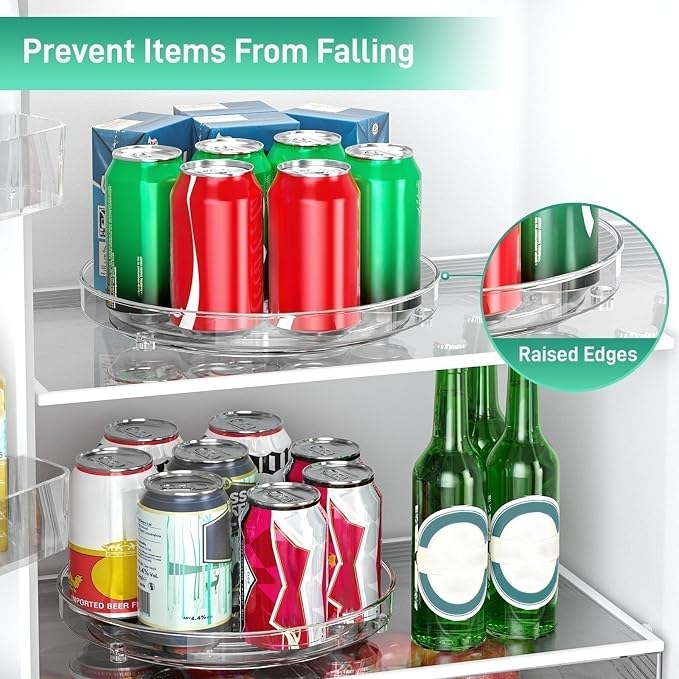 Optish 3 Pack Lazy Susan Organizer, 9.5 Inch Lazy Susan Turntable for Cabinet, Refrigerator Organizer for Pantry Organizers and Storage, Non-Skid Fridge Organizer
