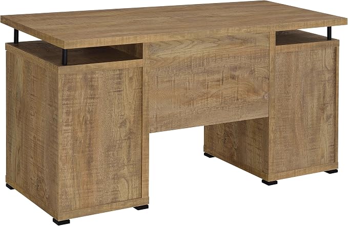Coaster Home Furnishings - Tracy - Wood - 2-Drawer Computer Desk with Rectangular Design, Keyboard Tray, and Raised Top - Home Office - Mango - 800788