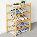 Smiry Bamboo Shoe Rack for Closet, 4 Tier Small Wooden Shoe Organizer, Stackable Wood Shoe Storage Shelf for Entryway, 14 Vertical Slats, 2+2 Stack Heavy-Duty Legs, 17.32"x11.02"x25.98", Natural