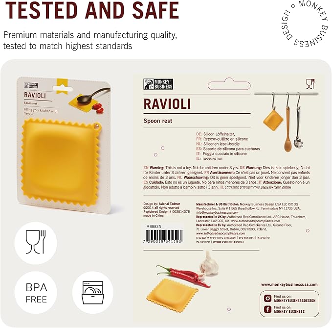 The Original Ravioli-Shaped Spoon Rest | Spoon Rest for Kitchen Counter | Cool and Cute Kitchen Accessories | from a Collection of Different Pasta-Shaped Unique Kitchen Gadgets | by Monkey Business