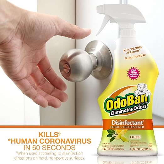 OdoBan Ready-to-Use Disinfectant and Odor Eliminator, Made in the USA, Citrus Scent, 32 Ounce Spray Bottle