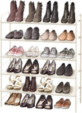 Simple Houseware 5-Tier Shoe Rack Storage Organizer, 15-24 Pairs, White | Space-Saving Shoe Shelf with Sturdy Metal Frame and Non-Woven Fabric Shelves for Entryway, Garage & Corridor