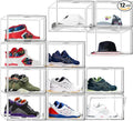 12 Pack Drop-Front Clear Shoe Box Acrylic Storage Box Shoe Organizer Size 13, Stackable Shoe Tower with Magnetic Door Large Storage Bins for Sneaker Containers Display & Closet Organization