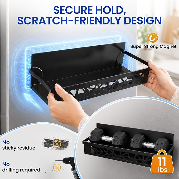 Magnetic Spice Rack with Paper Towel Holder,4 Pack refrigerator organizer | Space Saving Fridge Shelf Storage,No Drill,Storage Spices, Snacks & Kitchen Essentials,Small Kitchen,Apartment or RV