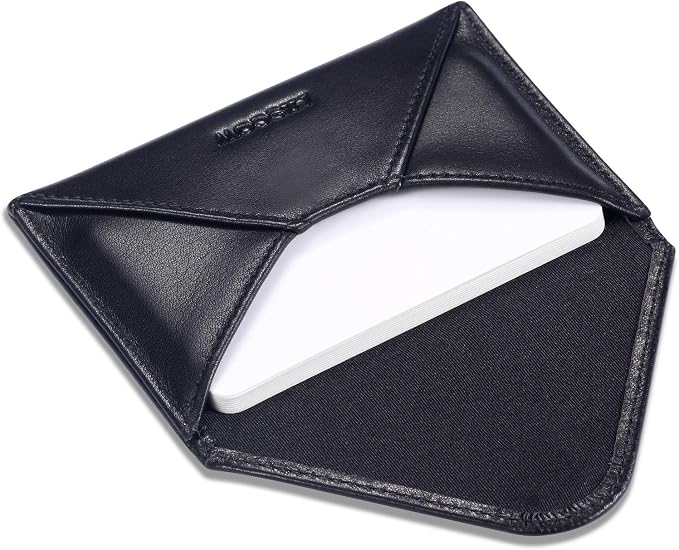 HISCOW Envelope Business Card Case with Magnet Closure - Italian Calfskin, Black