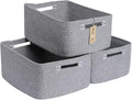 MiniArk Large Storage Baskets for Shelves, 17 x 13 x 7.5” Closet Organizers Bins for Clothes Blanket Towels, Baby Nursery, Toy Baskets Box, Woven Rope Baskets, 3 Packs Mixed Grey