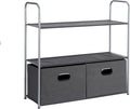 Amazon Basics Freestanding Closet Organizer with Fabric Bins, Drawers and 3 Shelves, Easy to Assemble, Grey, 32.7" x 12.2" x 31"