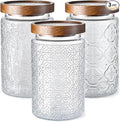Adodeen 3-Pack 32oz Glass Jar With Airtight Lid,Kitchen Canisters For Countertop,Coffee Sugar Container Set,Pantry Glass Storage Containers For Flour,Candy,Loose Tea,Snack jar