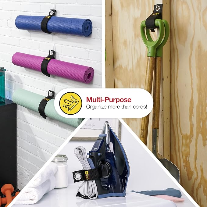 Heavy-Duty Wrap-It Storage Straps - (Assorted 6-Pack) Silver - Garage Organizer and Extension Cord Hanger and Electric Cord Organizers for Garage Gadgets