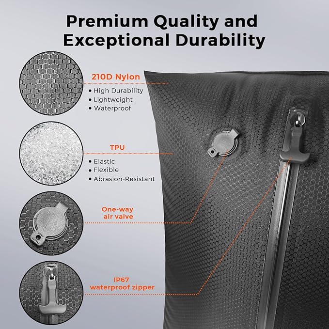Travel Vacuum Bags with Pump, IP67 Reusable Vacuum Compression Bags for Travel, Backpack & Suitcases, Home Storage, Vacuum Seal Packing Cubes for Clothing (2-Pack, 40L/28L - Pump)