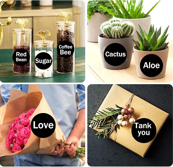 Blank Spice Jars Labels Mason or Spice Jars Sticker Canning Stickers | 500 Pcs Chalkboard Kitchen Pantry Labels Waterproof & Kitchen Pantry Label Blackboard Sticker For Mason or Spice Jar 1.5''