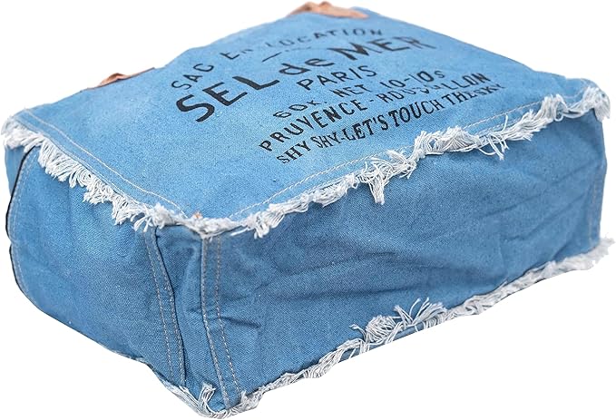 Shy Shy Bags Sel De Mer Canvas & Cowhide Tote Bag - Upcycled Radiant Leather Hand Bag