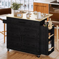 IRONCK Kitchen Island with Storage, Charging Station and Drop Leaf, Black | Wheels, Drawers, Open Shelves, Drawer Storage, Everyday Home Use