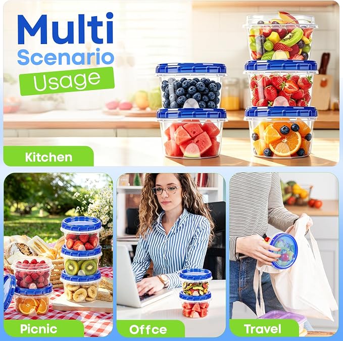 Freezer Storage Containers, 10 Pack-16 Oz Food Storage Containers with Twist Top Lids,BPA Free, Reusable, Meal Prep,Microwave and Dishwasher Safe
