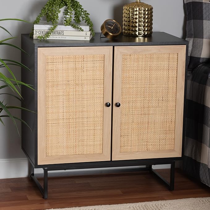 Baxton Studio Declan Storage & Organization, 2-Shelf, Espresso Brown/Black