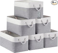 Large Storage Baskets- 15x11x10 inch Storage Bins for Shelves and Closet Organizing, Foldable Fabric Bin for Home Organization Clothes and Laundry (6-Pack, White&Gray)