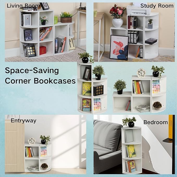 FurnitureR Basics Cube Storage Organizers - can be Combined Freely, Closet Storage Cabinet Shelf, Stackable Cubby Shelf for Bedroom, Office, Study, Classroom, White