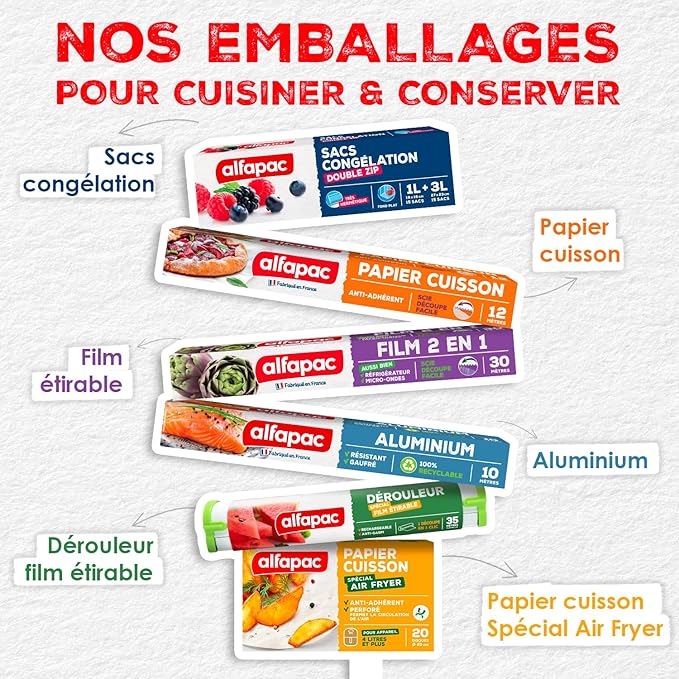 alfapac - Unisex Double Zip Freezer Bags - Airtight & Reusable - Made in France - Certified Origin France Guarantee - Protectors & Preservatives - 15 x 1L & 15 x 3L