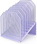 SUMMORO Inclined File Organizer for Desk, 7-Tier Vertical File Folder Holder Office Desk Organizer Metal Rack File Wire Mesh Desktop Document Sorter for Office School Classroom Home (Purple)